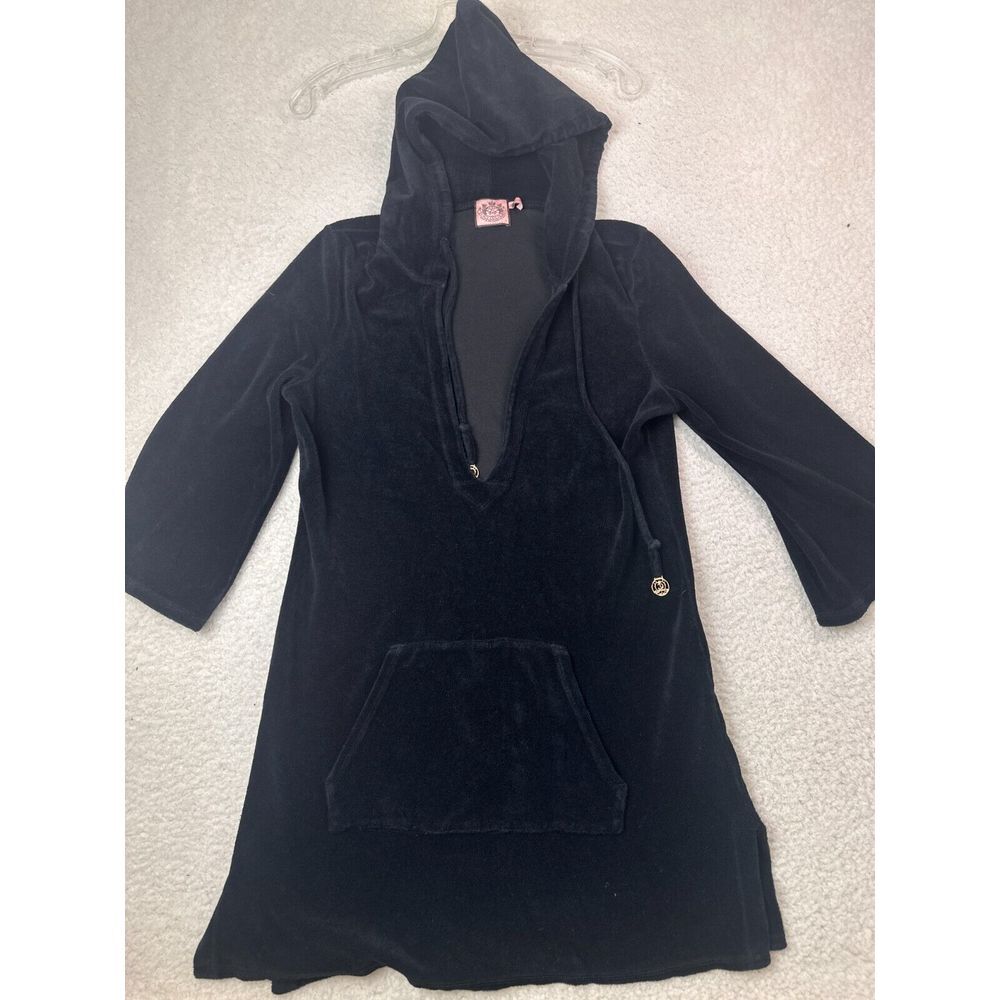 Juicy Couture Black Hooded Swim Coverup